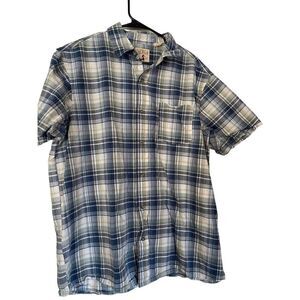 Red Head Men's Single Pocket Plaid Buttons Up Short Sleeve Shirt Size XL